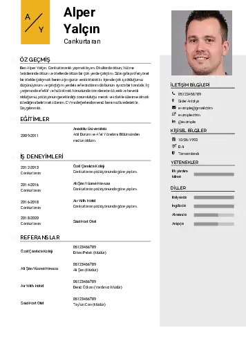 Cankurtaran CV Örnekleri cv indir